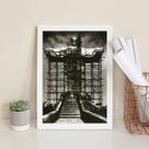 Quadro Fotografia Antiga Construção Cristo Redentor 33x24cm - com vidro
