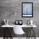 Quadro Fotografia Árvore Neve- Cinza e Branco 45x34cm