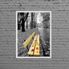 Quadro Fotografia Banco Praça Amarelo 33x24cm