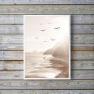 Quadro Fotografia Branca Bege Praia Mar 24x18cm - com vidro