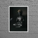 Quadro Fotografia Buda Negro 24x18cm - com vidro