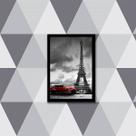 Quadro Fotografia Carro Vermelho Torre Eiffel 24x18cm - com vidro
