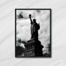 Quadro Fotografia Estátua da Liberdade Preto e Branca 24x18cm