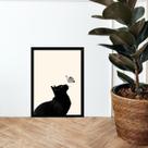Quadro Fotografia Gato Com Borboleta 33x24cm Quadro Fotografia Gato Com Borboleta 33x24cm