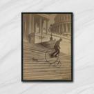 Quadro Fotografia Homem Antigo de Bicicleta 33x24cm - com vidro