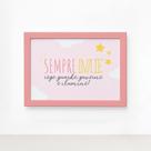 Quadro Frase Anjo da Guarda Infantil Rosa Moldura Rosa 22x32