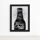 Quadro Frase Boteco Garrafa Moldura Preta 22x32cm
