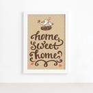 Quadro Frase Home Sweet Home Moldura Branca 22x32cm