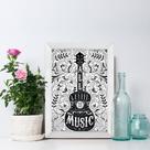 Quadro Frase Musica All You Need is Music 22x32 Moldura Bran