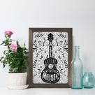 Quadro Frase Musica All You Need is Music 22x32 Moldura Marrom