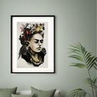 Quadro Frida Kahlo Abstrato Rústico 60x48cm