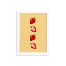 Quadro Frutas Coloridas Morangos Moldura Branca 22x32cm