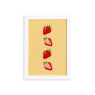 Quadro Frutas Coloridas Morangos Moldura Branca 33x43cm