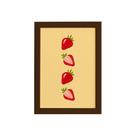 Quadro Frutas Coloridas Morangos Moldura Marrom 22x32cm