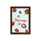 Quadro Frutas Cozinha Morangos Moldura Marrom 22x32cm