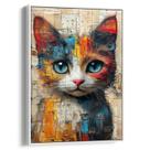 Quadro Gato de Cores Vibrantes e Enigmáticas