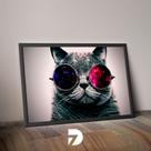Quadro Gato de Óculos 40x60cm (Chassi com Moldura Preta)