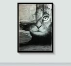 Quadro Gato de Rabiscos com Moldura E Acetato Tamanho A3