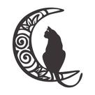 Quadro Gato na Lua em MDF 3mm preto, para Decoração