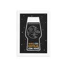 Quadro Geek Jedi Força Cerveja Moldura Branca 33x43cm