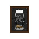 Quadro Geek Jedi Força Cerveja Moldura Marrom 22x32cm
