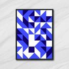 Quadro Geométrico Azul e Branco II 24x18cm