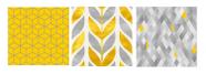 Quadro geometrico Folhas Amarelo Cinza trio 30x30 Atelier Valverde