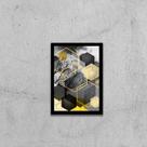 Quadro Geométrico Hexágonos 24x18cm - com vidro