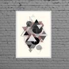 Quadro Geométrico Triângulos E Bolas 33x24cm - com vidro