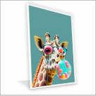 Quadro Girafa de Óculos Canvas Sem Vidro