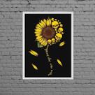 Quadro Girassol Caveiras My Sunshine 24x18cm - com vidro
