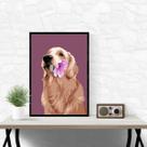 Quadro Golden Retriever - Flor 33x24cm