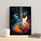 Quadro Guitarra Colorida - Aquarela 24x18cm