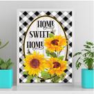 Quadro Home Sweet Home Girassóis 24x18cm - com vidro