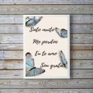 Quadro Hooponopono BorboletasAzuis 33x24cm - com vidro Quadro Hooponopono BorboletasAzuis 33x24cm - com vidro