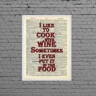 Quadro I Like To Cook With Wine 45x34cm - com vidro