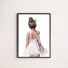 Quadro Ilustração Bailarina De Costas 24x18cm
