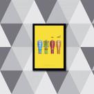 Quadro Ilustração Beatles Amarelo 24x18cm - com vidro Quadro Ilustração Beatles Amarelo 24x18cm - com vidro