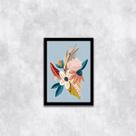 Quadro Ilustração Flores Coloridas 33x24cm - com vidro
