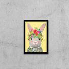 Quadro Ilustração Infantil Coelhinha com Flores 45x34cm - com vidro Quadro Ilustração Infantil Coelhinha com Flores 45x34cm - com vidro