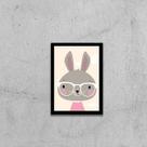 Quadro Ilustração Infantil Coelhinha Intelectual 24x18cm - com vidro