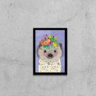 Quadro Ilustração Infantil Porco Espinho Coroa 45x34cm - com vidro