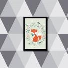Quadro Ilustração Infantil Raposinha 33x24cm - com vidro