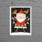 Quadro Ilustração Papai Noel 45x34cm Quadro Ilustração Papai Noel 45x34cm