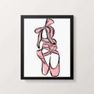 Quadro Ilustração Sapatilha De Ballet 24x18cm