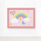 Quadro Infantil Arco Íris 22x32 Moldura Rosa