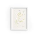 Quadro Infantil Be Kind Estrelas Moldura Branca 22x32cm