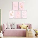 Quadro infantil Borboleta Menina Rosa Kit 5 20x30cm Decorativo Poster Painel Quarto Criança Lindo Para Decorar