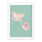 Quadro Infantil Coruja Baby Borboletas Moldura Branca 33x43