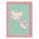 Quadro Infantil Coruja Baby Borboletas Moldura Rosa 22x32cm